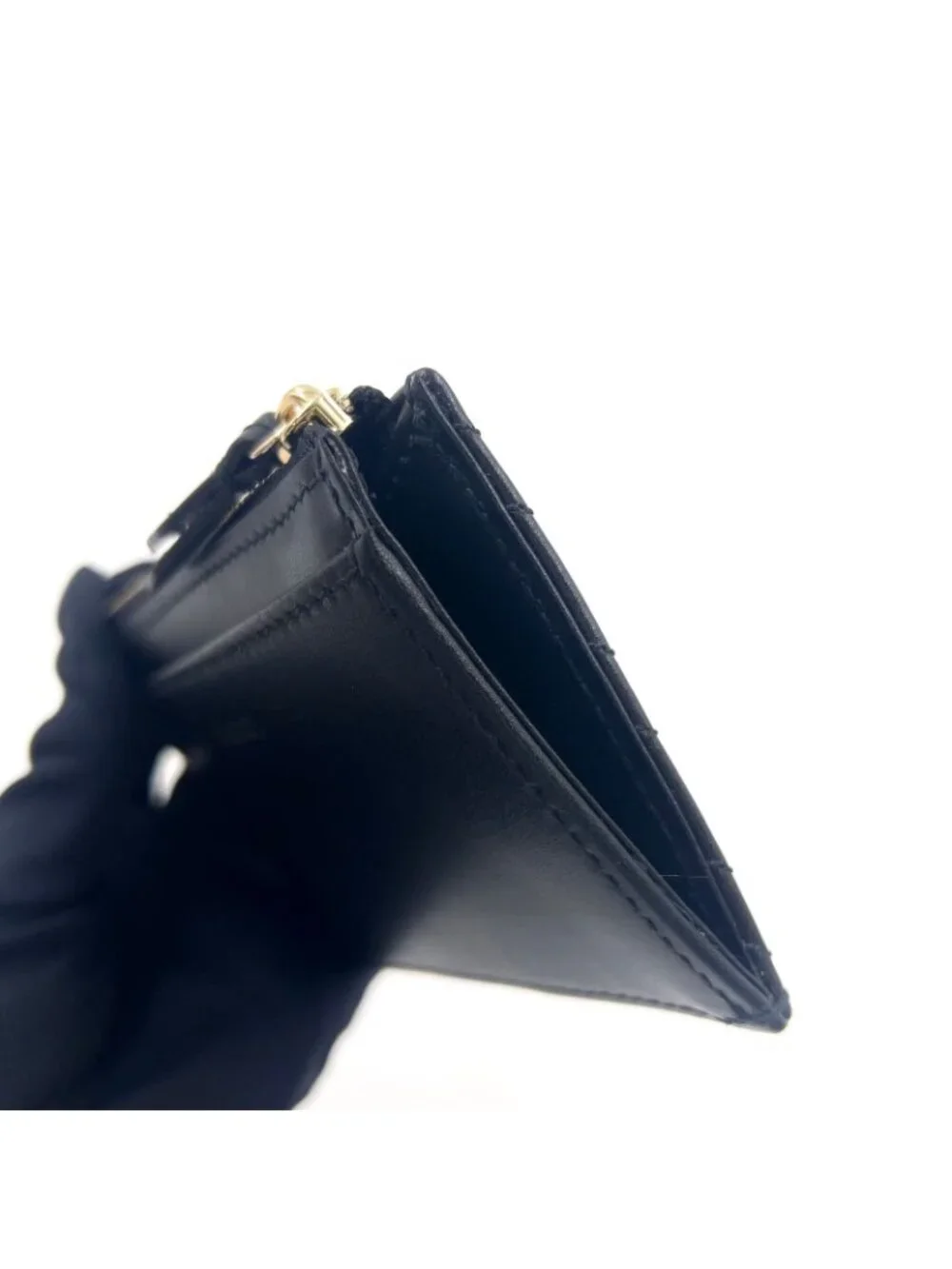 Gucci GG Marmont Leather Black Coin Case Gold With
